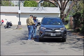 Gray Toyota SUV  leaving start